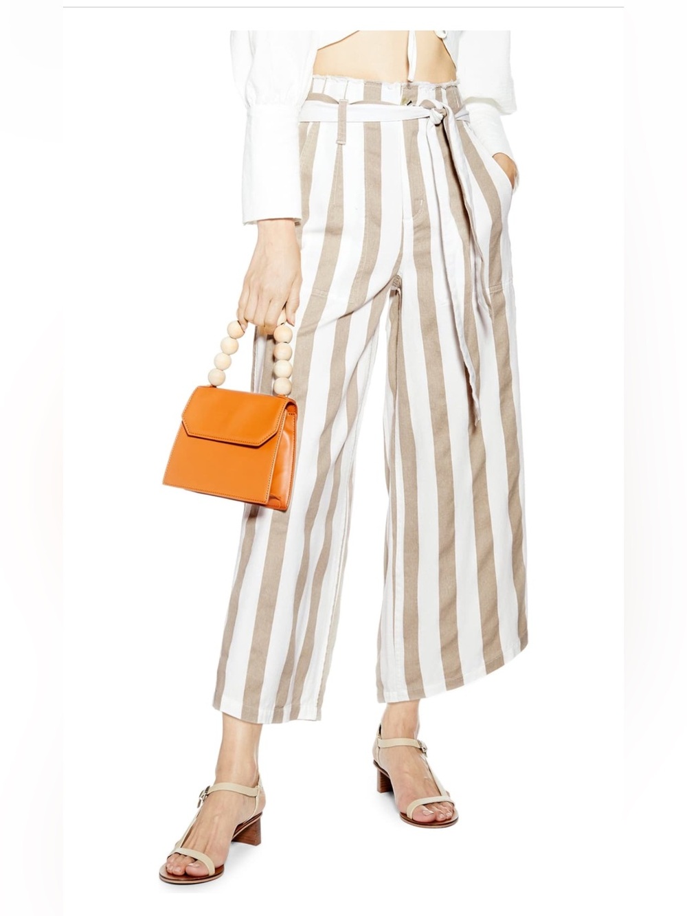 Topshop Striped Paperbag Capris